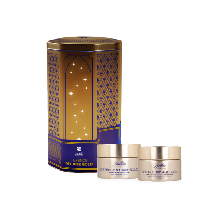 Bionike Cofanetto di Natale 2024 Defence My Age Gold - Crema ricca fortificante 50 ml + Crema notte fortificante 50 ml