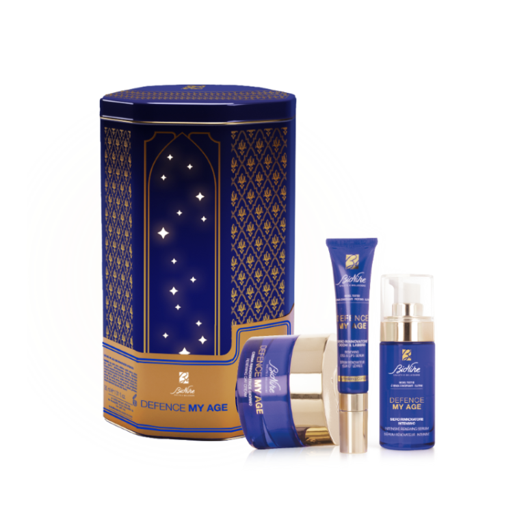 Bionike Cofanetto di Natale 2024 Defence My Age - Siero rinnovatore intensivo 30 ml + Crema rinnovatrice giorno 50 ml + Siero rinnovatore occhi e labbra 15 ml