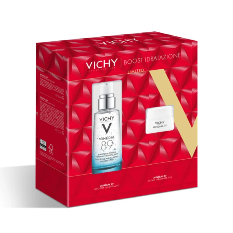 Vichy Cofanetto di Natale 2024 Mineral 89 - Booster viso rimpolpante 50 ml + Crema viso giorno idratante 15 ml