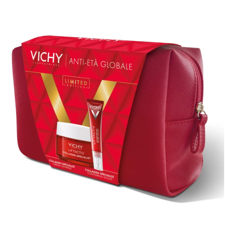 Vichy Cofanetto di Natale 2024 Liftactiv Collagen Specialist Anti-Età Globale - Crema giorno antirughe 50 ml + Contorno occhi 15 ml + Pochette