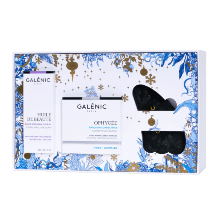 Galenic Cofanetto di Natale 2024 - Ophycée emulsione anti-rughe 50 ml + Huile De Beaute nutriente 30 ml + Gua Sha 