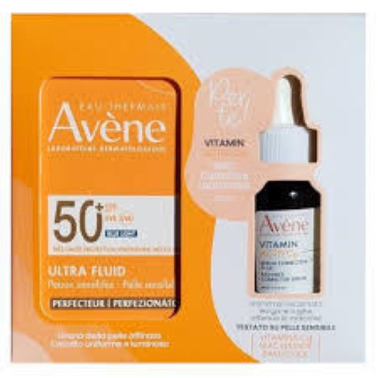 Avene Cofanetto Solare Ultra Fluido Invisibile SPF50 50 ml + Vitamin Activ CG Siero 10 ml Avene Cofanetto Solare Ultra Fluido Invisibile SPF50 50 ml + Vitamin Activ CG Siero 10 ml
