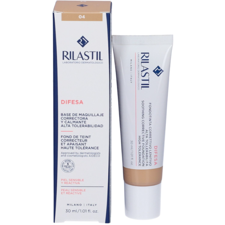 Rilastil Difesa Fondotinta Correttivo Lenitivo 04 - Fondotinta fluido per pelle sensibile e reattiva - 30 ml