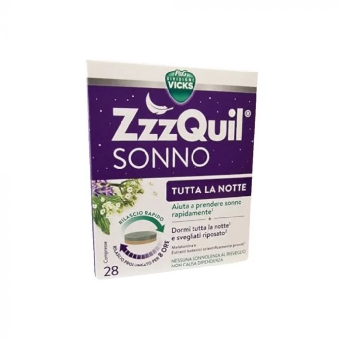 Vicks Zzzquil Sonno Tutta La Notte - Integratore a base di Melatonina per il riposo notturno - 28 compresse Vicks Zzzquil Sonno Tutta La Notte - Integratore a base di Melatonina per il riposo notturno - 28 compresse