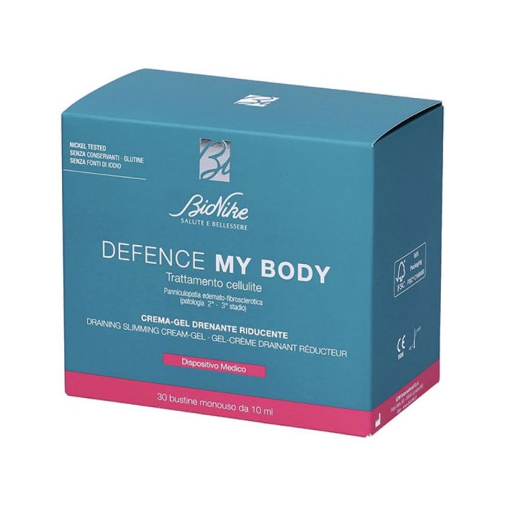 Bionike Defence My Body Crema Gel Drenante Riducente - Trattamento anti cellulite - 30 buste