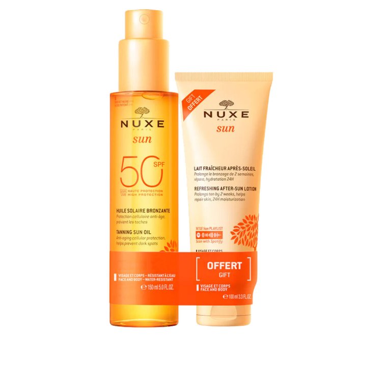Nuxe Sun Duo Olio Solare SPF50 + Latte Doposole - Protezione solare molto alta per viso e corpo 150 ml + Latte doposole per viso e corpo 100 ml Nuxe Sun Duo Olio Solare SPF50 + Latte Doposole - Protezione solare molto alta per viso e corpo 150 ml + Latte doposole per viso e corpo 100 ml
