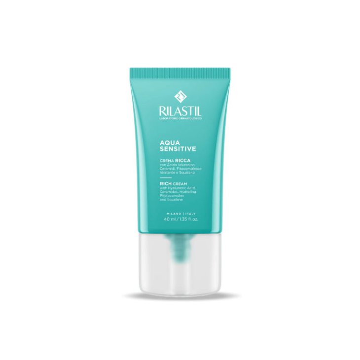 Rilastil Aqua Sensitive Crema Ricca - Crema viso nutriente per pelle normale e secca - 40 ml