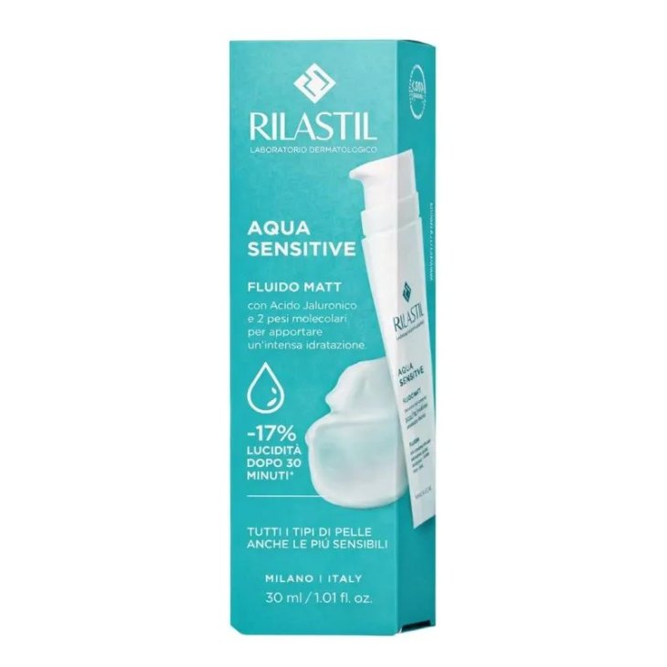 Rilastil Aqua Sensitive Gel Crema Matt - Crema viso opacizzante per pelli miste e impure - 30 ml