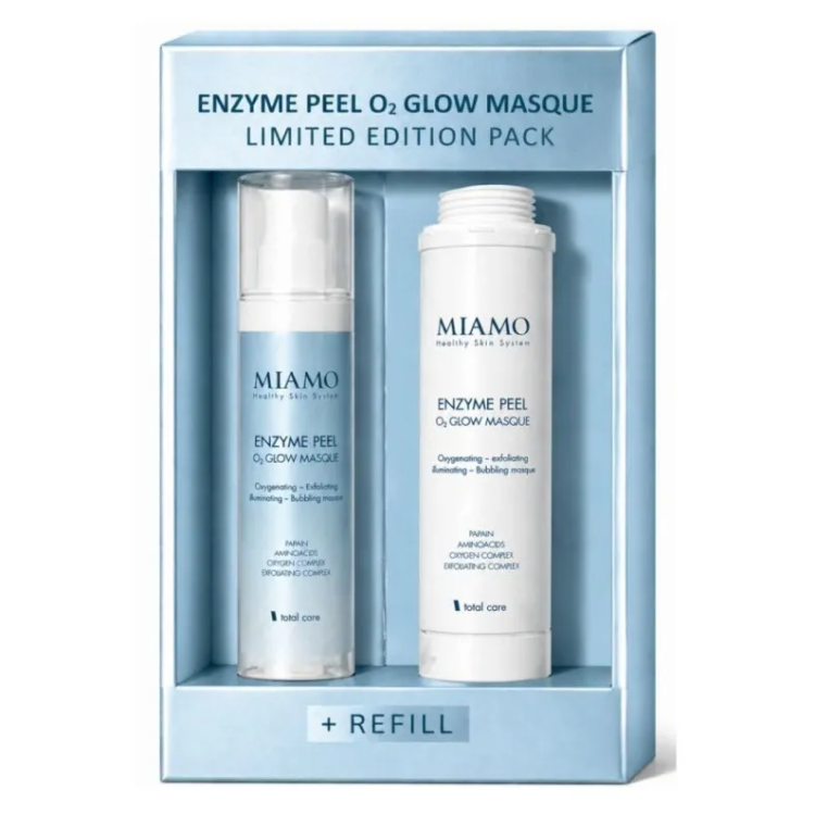 Miamo Enzyme Peel O2 Glow Masque Bundle - Maschera viso esfoliante e illuminante + Refill - 2 x 45 ml - Edizione limitata 