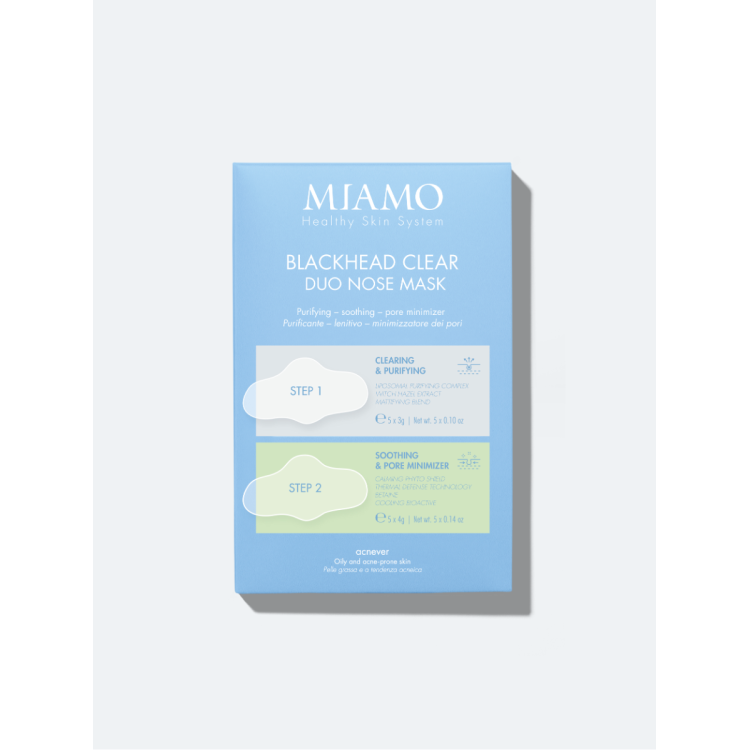 Miamo Blackhead Clear Duo Nose Mask - Maschera naso per punti neri - 5 maschere STEP 1 + 5 maschere STEP 2 + 10 cotton fiock