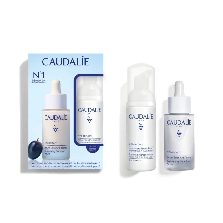 Caudalie Vinoperfect Duo Siero + Micropeeling - Cofanetto illuminante e uniformante - Siero 30 ml + Mousse 50 ml