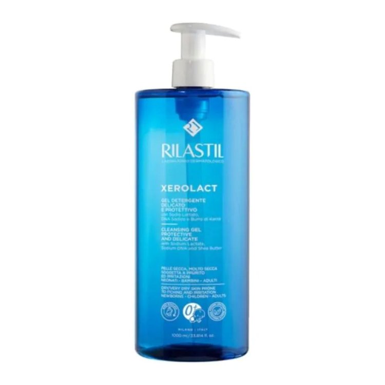 Rilastil Xerolact Gel Detergente viso e corpo - Detergente per pelle secca e con prurito - 1 litro - Prezzo Speciale