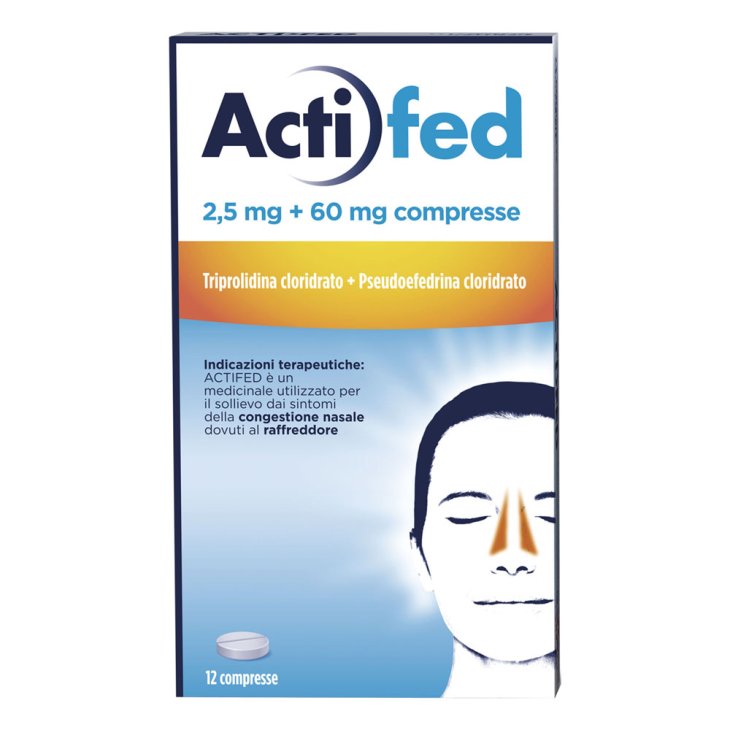 Actifed - Decongestionante della mucosa nasale - 12 compresse - Triprolidina cloridrato 2,5 mg + Pseudoefedrina cloridrato 60mg