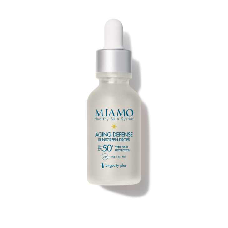 Miamo Longevity Plus Aging Defense Sunscreen Drops SPF50+ - Siero viso antietà con protezione solare molto alta - 30 ml