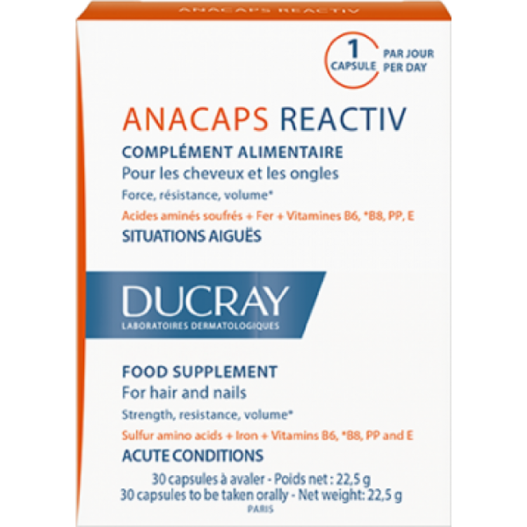 Anacaps Reactiv - Integratore contro la caduta temporanea e stagionale dei capelli - 30 capsule