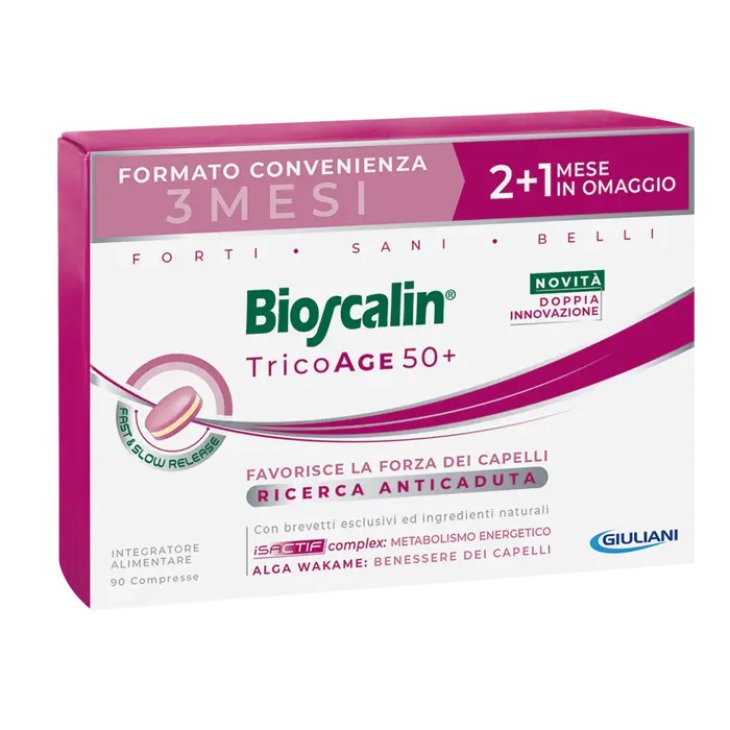 Bioscalin Tricoage 50+ - Integratore per capelli assottigliati e diradati - 90 compresse - Nuova Formula