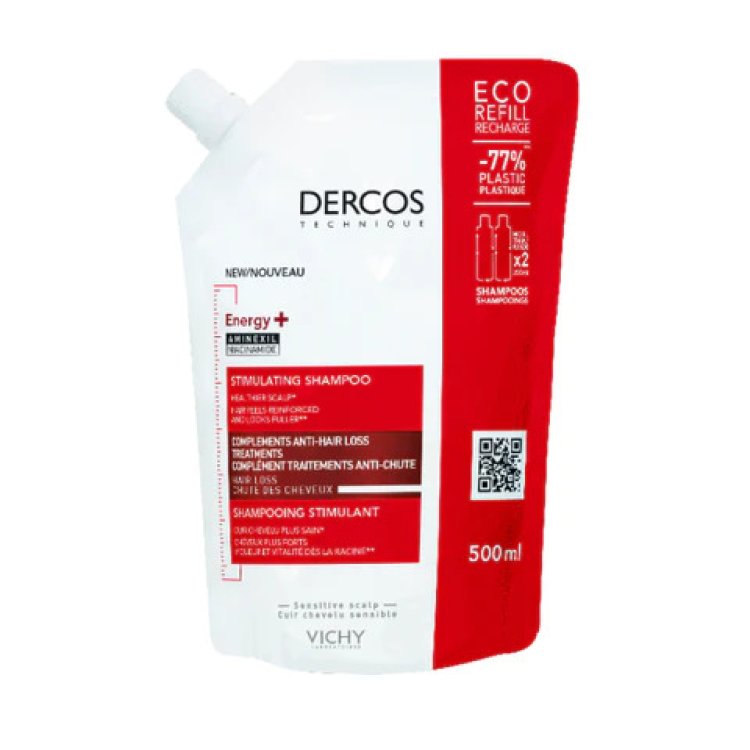Dercos Eco Ricarica Shampoo Energizzante Anti Caduta - Shampoo rivitalizzante per la caduta stagionale dei capelli - Ricarica da 500 ml