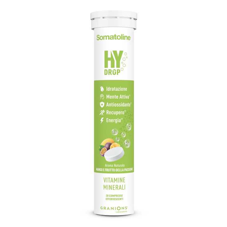 Somatoline Hydrop - Integratore energetico a base di vitamine e minerali - Gusto mango e frutto della passione - 20 compresse effervescenti