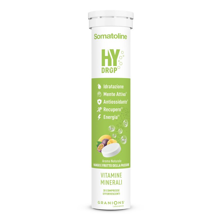 Somatoline Hydrop - Integratore energetico a base di vitamine e minerali - Gusto mango e frutto della passione - 20 compresse effervescenti