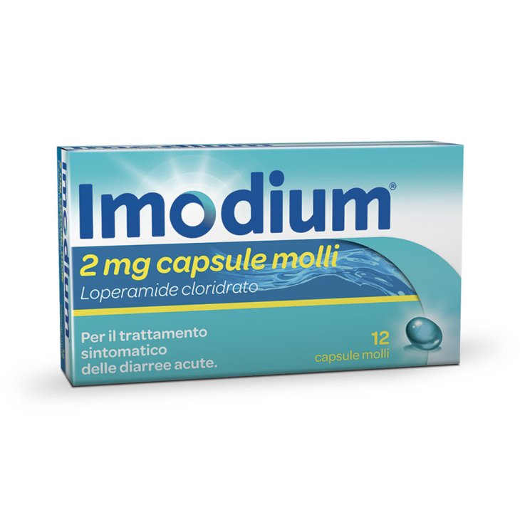 Imodium - Contro la diarrea acuta - 12 Capsule Molli - Loperamide 2 mg