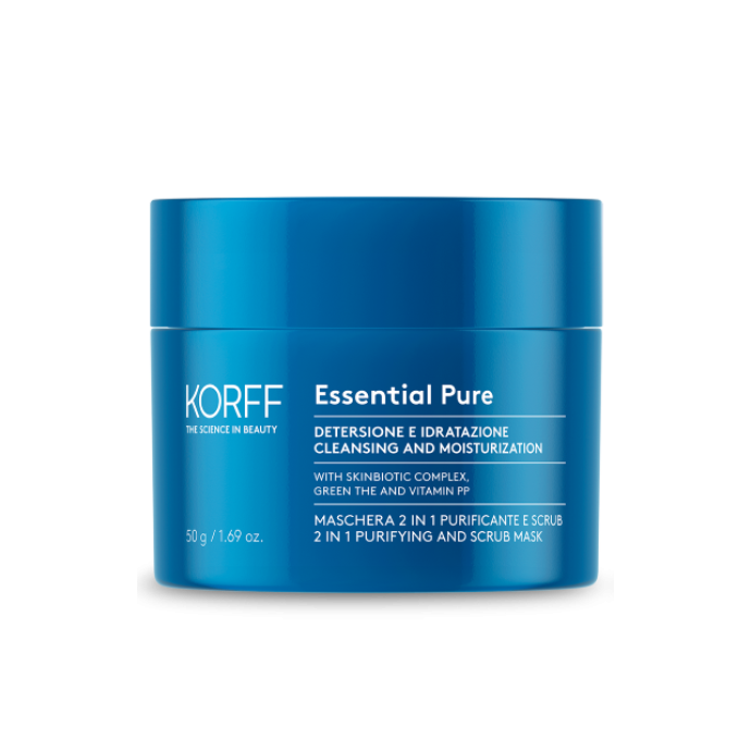 Korff Essential Maschera 2 in 1 - Effetto purificante e scrub viso uniformante - 50 g
