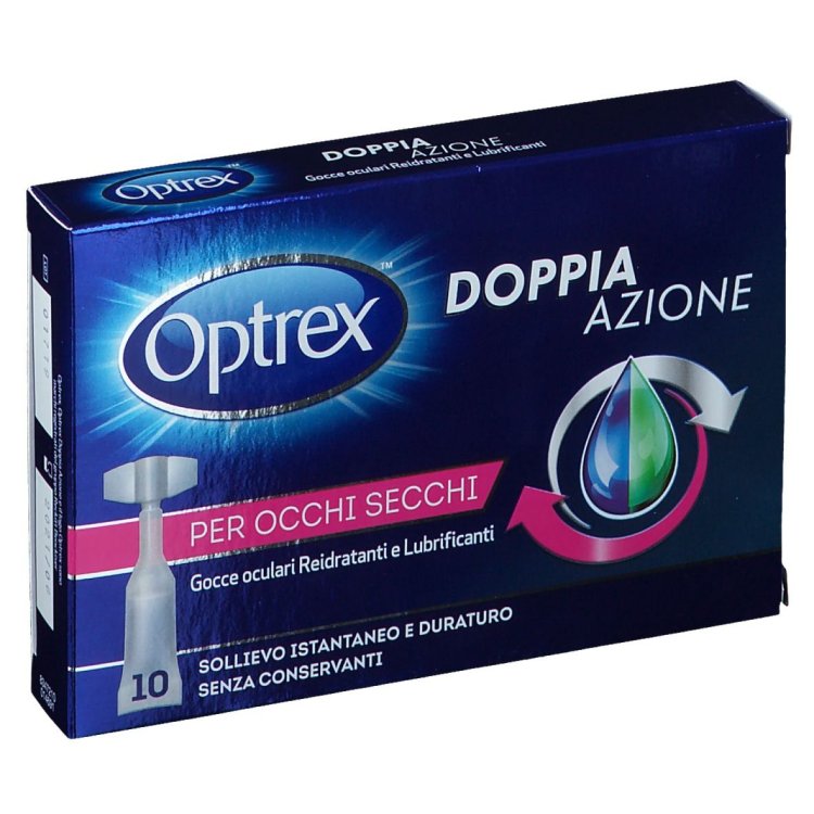 Optrex Doppia Azione - Gocce Oculari Per Occhi Secchi - Reidratanti e Lubrificanti - 10 Flaconcini Monodose