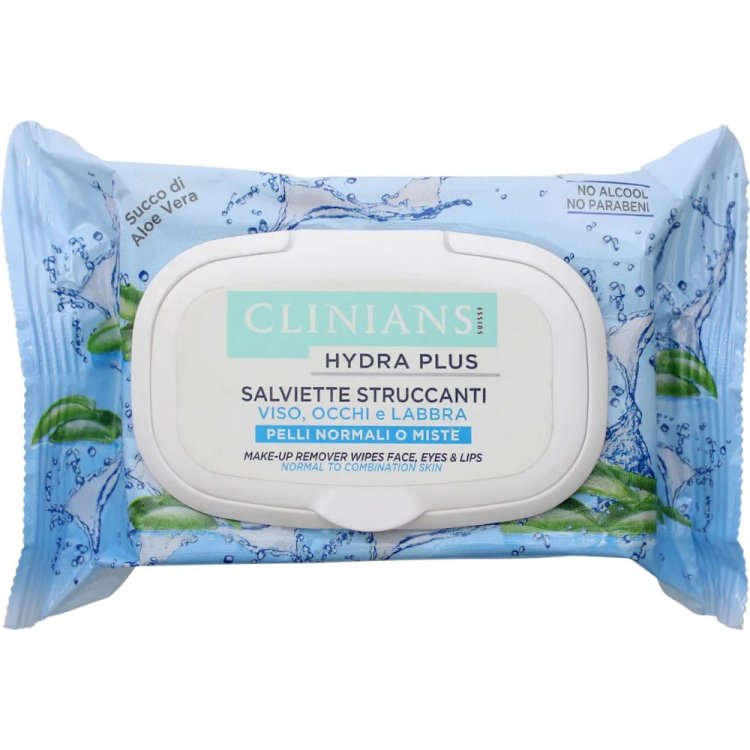 Clinians Hydra Basic Salviette Struccanti Viso Occhi e Labbra 25pz Clinians Hydra Basic Salviette Struccanti Viso Occhi e Labbra 25pz