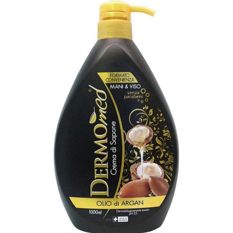 Dermomed Crema Sapone Olio Argan per Mani e Viso 1 Litro