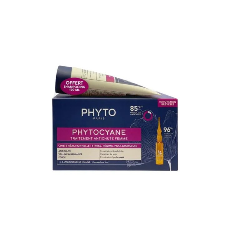 Phyto Phytocyane Kit Donna - Fiale anticaduta progressiva + shampoo rivitalizzante - 12 fiale - 1 mese di trattamento