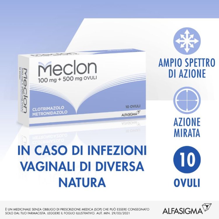 Meclon - Per il trattamento di infezioni vaginali - 10 Ovuli Vaginali 100+500mg