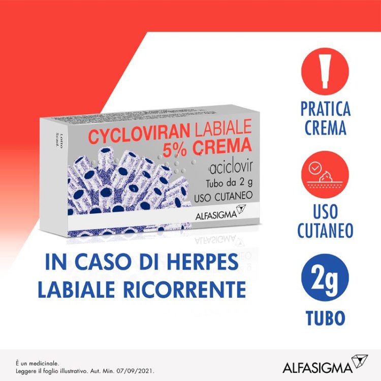 Cycloviran Labiale - Crema per herpes labbra - 2 g 5%
