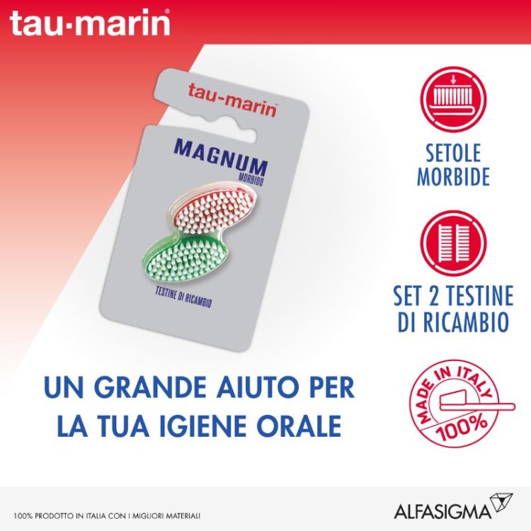 TAU-MARIN Taumarin Testine di Ricambio Spazzolino Magnum Morbido 2 pezzi