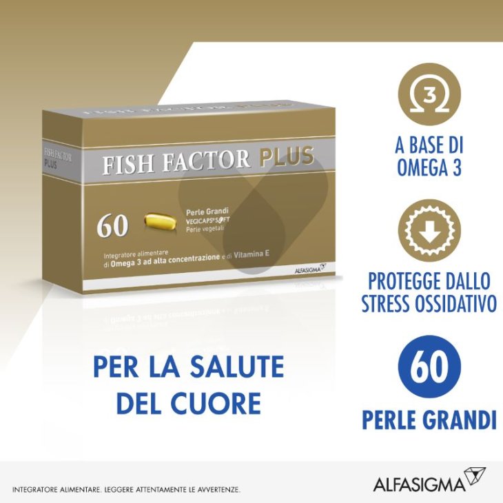 Fish Factor Plus - Integratore alimentare a base di Omega 3 - 60 Perle Grandi
