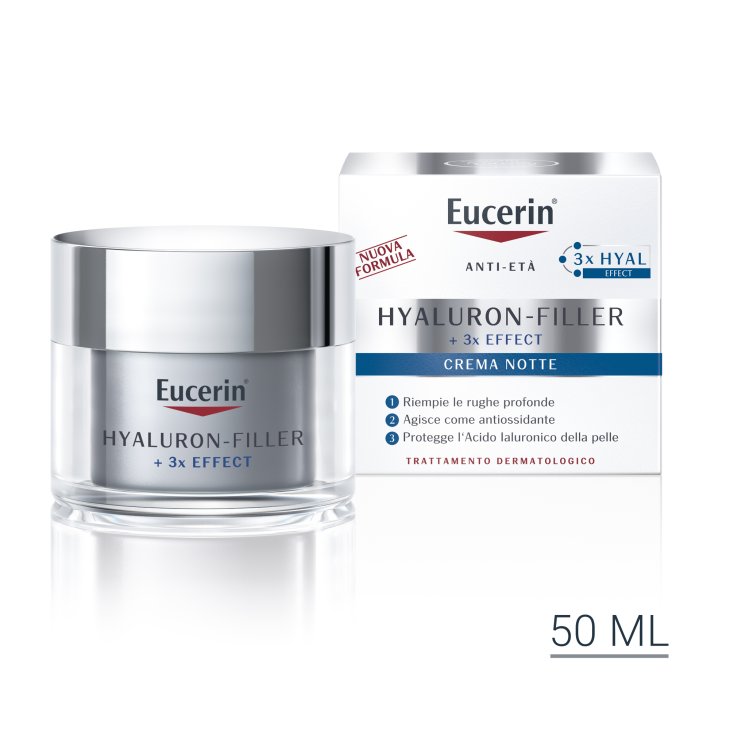 Eucerin Hyaluron Filler + 3X Effect Crema Notte - Crema notte per rughe profonde - 50 ml