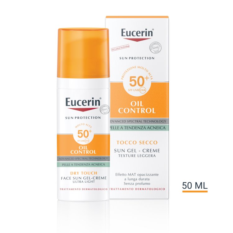 Eucerin Sun Oil Control Gel Crema Dry Touch SPF50+ - Protezione solare viso tocco secco - 50 ml