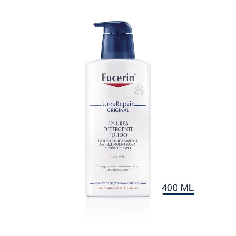Eucerin UreaRepair Detergente Fluido con Urea al 5% - Detergente viso e corpo per pelle secca e molto secca - 400 ml