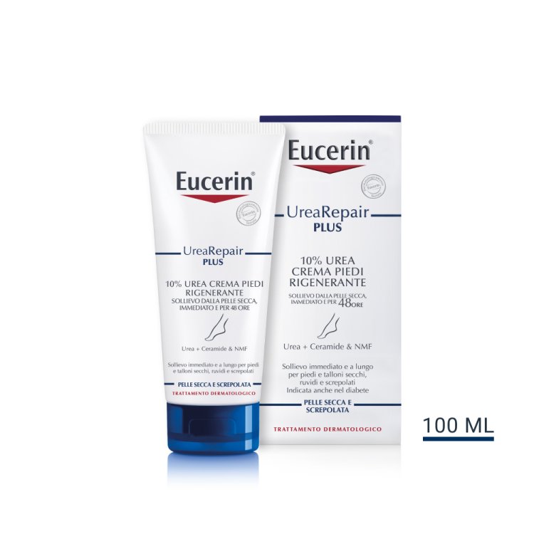 Eucerin UreaRepair Plus Crema Rigenerante Piedi al 10% Di Urea - Crema per piedi secchi e screpolati - 10 ml