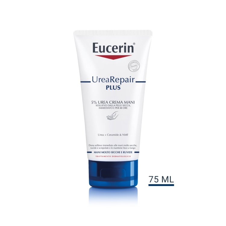 Eucerin UreaRepair Plus Crema Mani con Urea al 5% - Sollievo dalla pelle secca immediato e per 48 ore - 75 ml