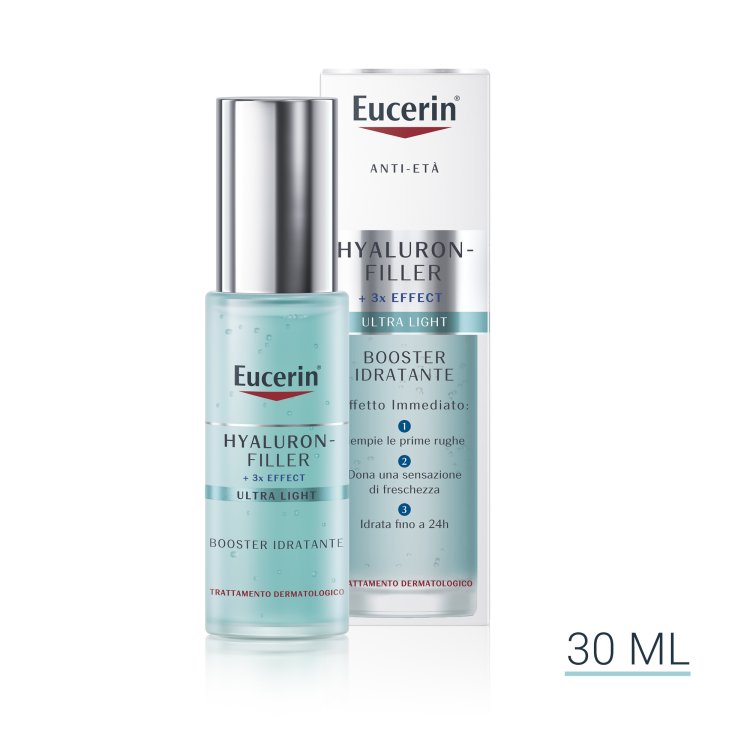 Eucerin Hyaluron Filler + 3X Effect Booster idratante - Trattamento viso rimpolpante per prime rughe - 30 ml