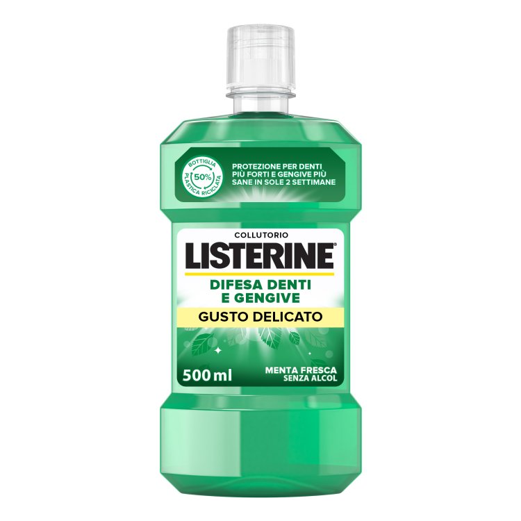 Listerine Difesa Denti e Gengive Collutorio Zero Alcol - Ideale per l'igiene orale quotidiana - Gusto Menta fresca - 500 ml