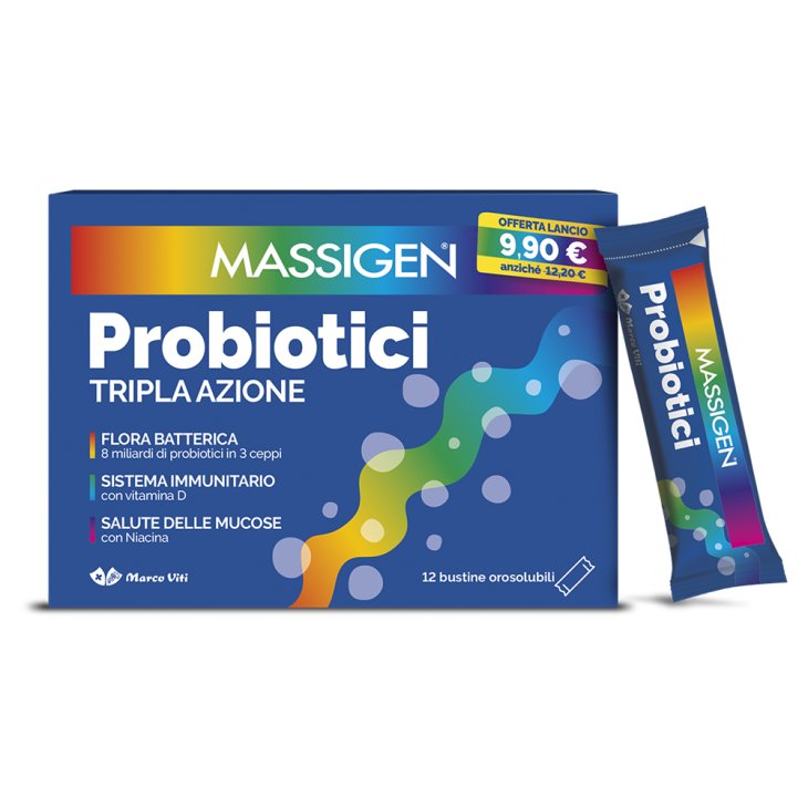 Massigen Probiotici - Integratore a base di fermenti lattici vivi - 12 Stick