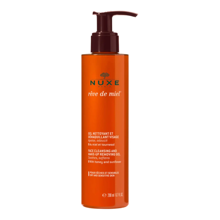 Nuxe Reve De Miel Gel Detergente Struccante Viso - Detergente struccante delicato per pelle secca e sensibile - 200 ml