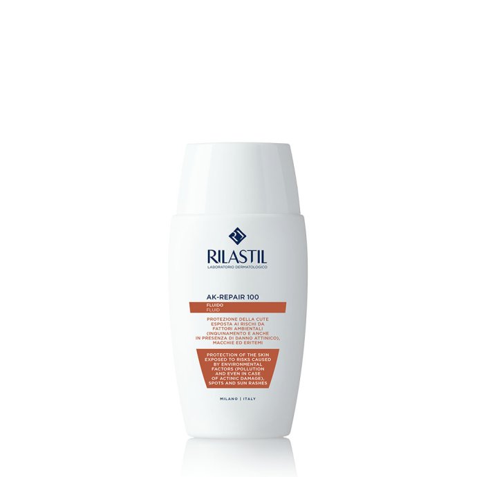 Rilastil Solare AK Repair 100 - Fluido con protezione solare altissima adatta per pelle sensibile e soggetta a eritemi - 50 ml