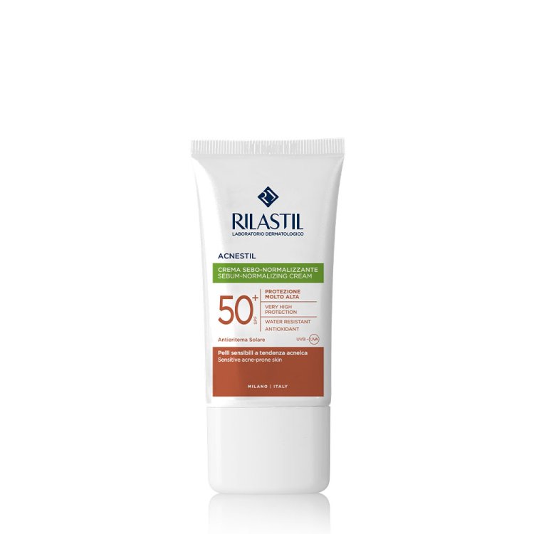 Rilastil Sun System Acnestil Crema Viso SPF50+ -  Crema viso con protezione solare per pelle a tendenza acneica - 40 ml