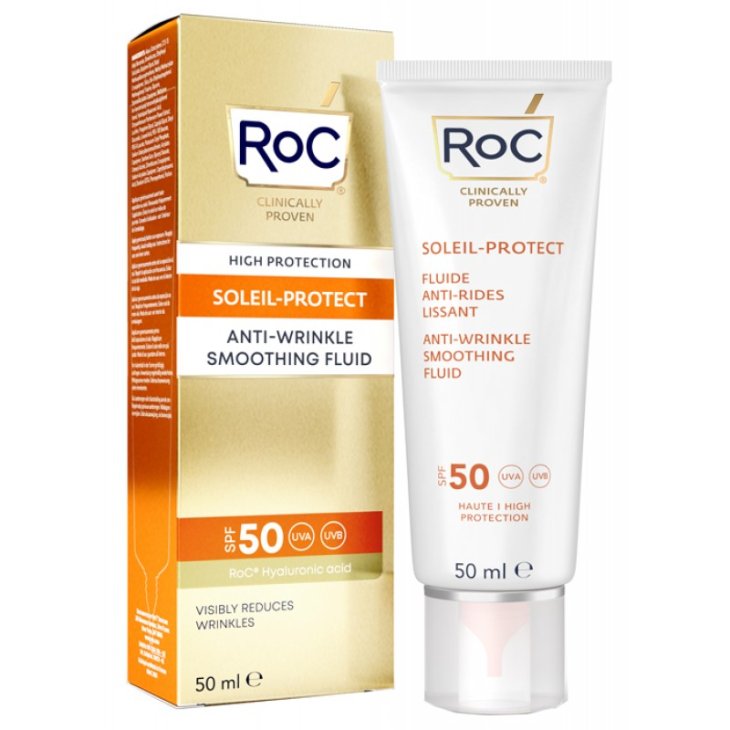 Roc Soleil Protect Fluido Viso SPF 50 - Fluido viso antirughe con protezione solare molto alta - 50 ml 