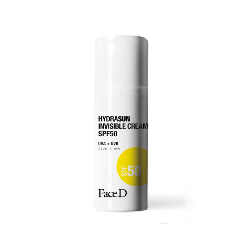 Face D Hydrasun Crema Solare Invisibile SPF50 - Crema viso con protezione solare molto alta - 50 ml