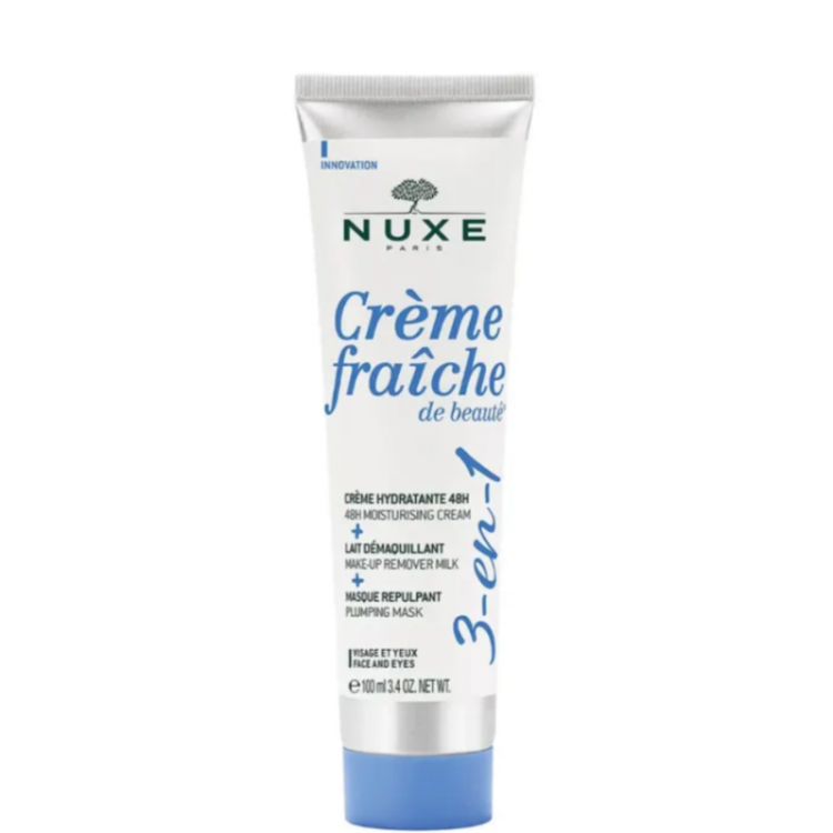 Nuxe Crème Fraîche De Beauté 3 in 1 - Crema idratante, latte struccante e maschera rimpolpante per viso e occhi - 100 ml