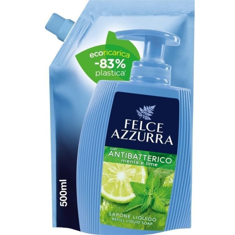 Felce Azzurra Sapone Liquido Antibatterico Menta e Lime Ricarica, 500ml Felce Azzurra Sapone Liquido Antibatterico Menta e Lime Ricarica, 500ml