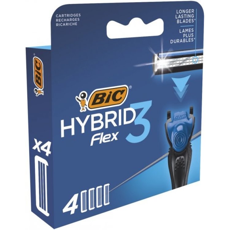 Bic Hybrid Flex 3 Ricariche 3 Lame con Striscia Lubrificante x4