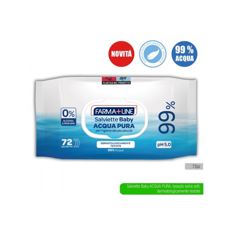 Farmaline Salviette Baby Acqua Pura per Igiene 72 Pezzi